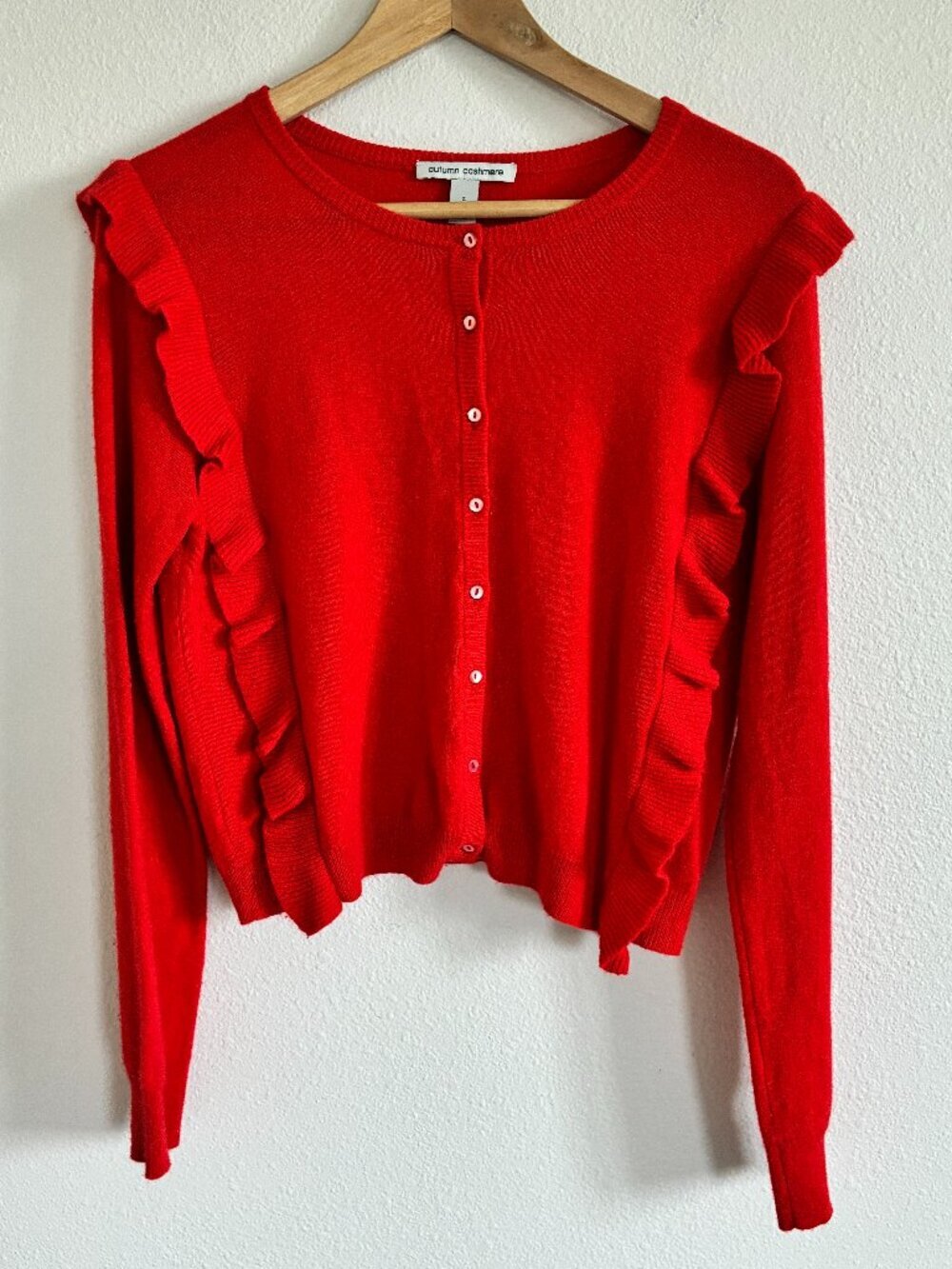 Autumn Cashmere Sweater Ruffle Crop Cardigan Button Up